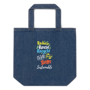 Organic denim tote bag